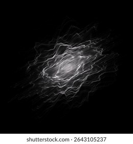 Vector digital technology wave. Dark cyberspace with purple motion dots. Explosion of a wave of particles in a flow. Futuristic digital background. Big data analytics.