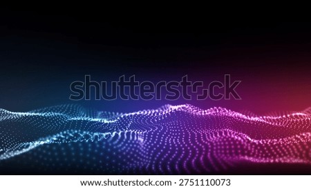 Vector digital technology wave. Dark cyberspace with colors motion dots. Futuristic digital background. Big data analytics.