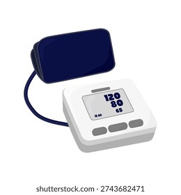 Vector digital tonometer illustration. Hypertension monitoring, blood pressure control, and cardiovascular diagnostic tools for cardiology healthcare.