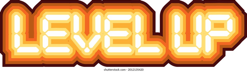 Vector digital typhographic says of level up neon style 