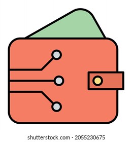 Diseño de icono de contorno de la cartera digital vectorial
