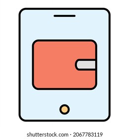 Vector Digital Wallet Filled Outline Icon Design

