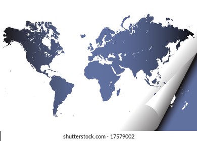 Vector - Digital world map atlas with realistic page curl effect