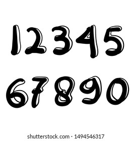 Vector of Digits in Hand drawn doodle cartoon style