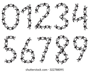 Vector digits from little monkeys, isolated on white