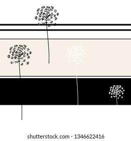 Vector dill on geometric color background. Drawing in the style of boho. Can be used for fabric, wallpaper, print for textile clothes in fashion luxury design.