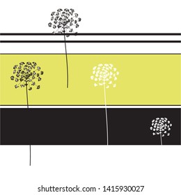 Vector dill on geometric color background. Drawing in the style of boho. Can be used for fabric, wallpaper, print for textile clothes in fashion luxury design.