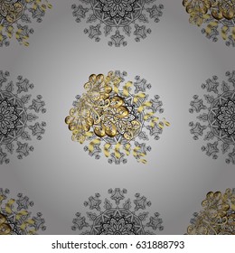 Vector dim pattern. Seamless textured curls. Oriental style arabesques dim pattern on a gray background with dim elements.