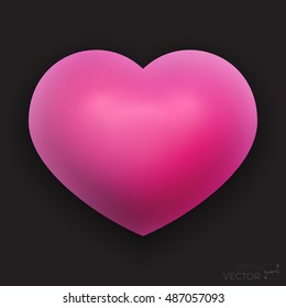 Vector Dimensional Pink Shaded Heart Symbol Illustration. Abstract Background Design