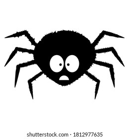 Vector dimensionless graphics. Funny, cute, sad, scared and fluffy spider. A traditional character for Halloween.