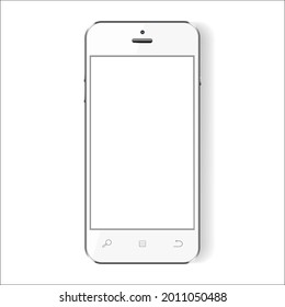 Vector dimensionless graphics. IPhone call screen. Mobile phone interface. White realistic smartphone. IPhone iOS screen template. Mockup of smart phone, mobile phone screen, touch screen phone.