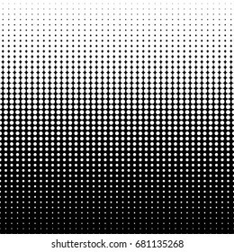 Vector diminishing halftone dots. Black dots on white background.
