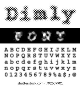 vector dimly dotted halftone alphabet