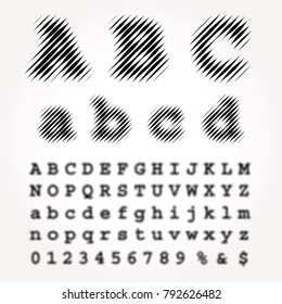 vector dimly linear raster halftone alphabet