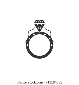Vector dimond woman ring icon on white background for web and mobile