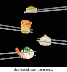 Vector of dimsum and chopsticks.
