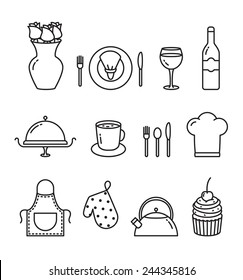 Vector Dining outline icon set