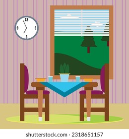 Vector dining room illustration By Lodod