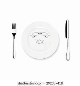 Vector Dinner plate design with Icon knife and fork, Can be use Restaurant menu 