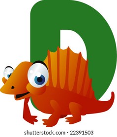 vector dino alphabet: D is for dimetrodon