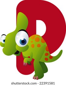 vector dino alphabet: P is for parasaurolophus