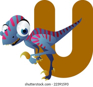 vector dino alphabet: U is for utahraptor