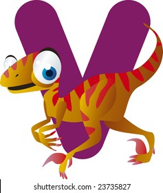 alfabeto dino vetorial: V é para velociraptor