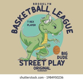 vector. Dino basketball player illustration for t shirt prints