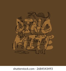 Vector de dino, lindo animal, ilustración gráfica de diseño