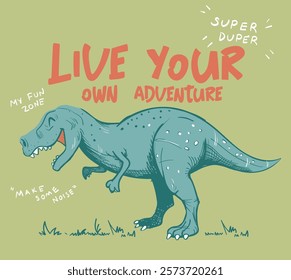 Vector dino illustration for kids t shirt print design