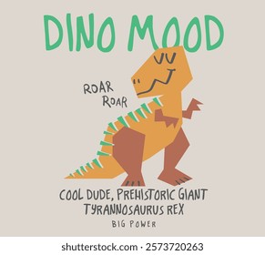 Vector dino illustration for kids t shirt print design