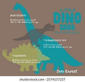 Vector dino illustration for kids t shirt print design