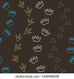 Vector dino seamless pattern in brown. Simple doodle animal footprints hand drawn made into repeat. Great for background, wallpaper, wrapping paper, packaging, kids fashion.