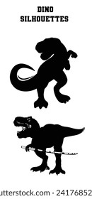 Vector of Dino Silhouettes . Jurassic art. Vintage Sketches. 