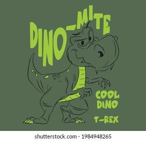 vector dino-mite t-rex illustration for kids tee