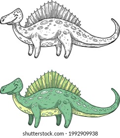 Vector dinos handmade inkline graphics.