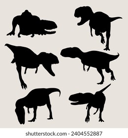 Vector dinosaur Abelisaurus silhouette set