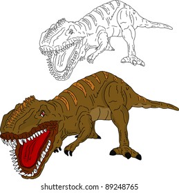 vector - dinosaur attacking , isolated on background