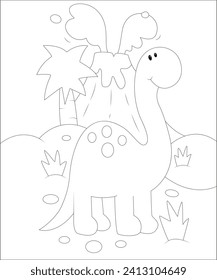 Vector dinosaur coloring page for kids