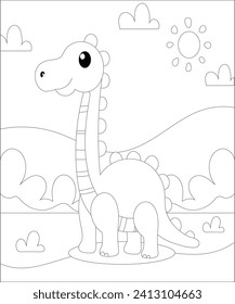 Vector dinosaur coloring page for kids