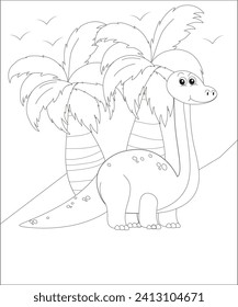 Vector dinosaur coloring page for kids