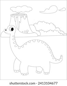 Vector dinosaur coloring page for kids