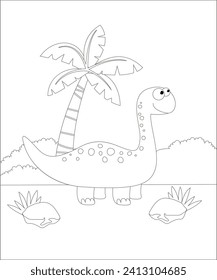 Vector dinosaur coloring page for kids