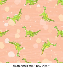 Vector dinosaur flat design illustration. Vector pattern. -stock vector