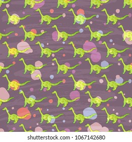 Vector dinosaur flat design illustration. Vector pattern. -stock vector