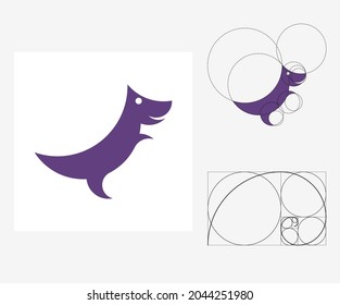 Vector dinosaur in golden ratio style