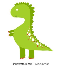 dinosaurio vectorial de color verde aislado en fondo blanco. Tyrannosaurus rex en estilo de caricatura.