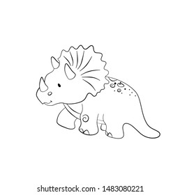 Vector dinosaur illustration, cartoon dino collection.Coloring page