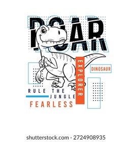 Vektor Dinosaurier Illustration Slogan Textgrafik 