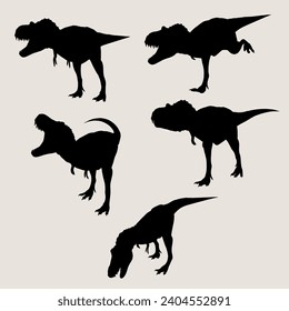 Vector dinosaur Majungasaurus silhouette set